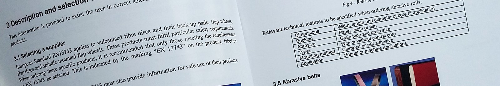 extract of the FEPA safety code about coated abrasives