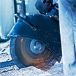 a petrol saw cutting-off with a diamond saw